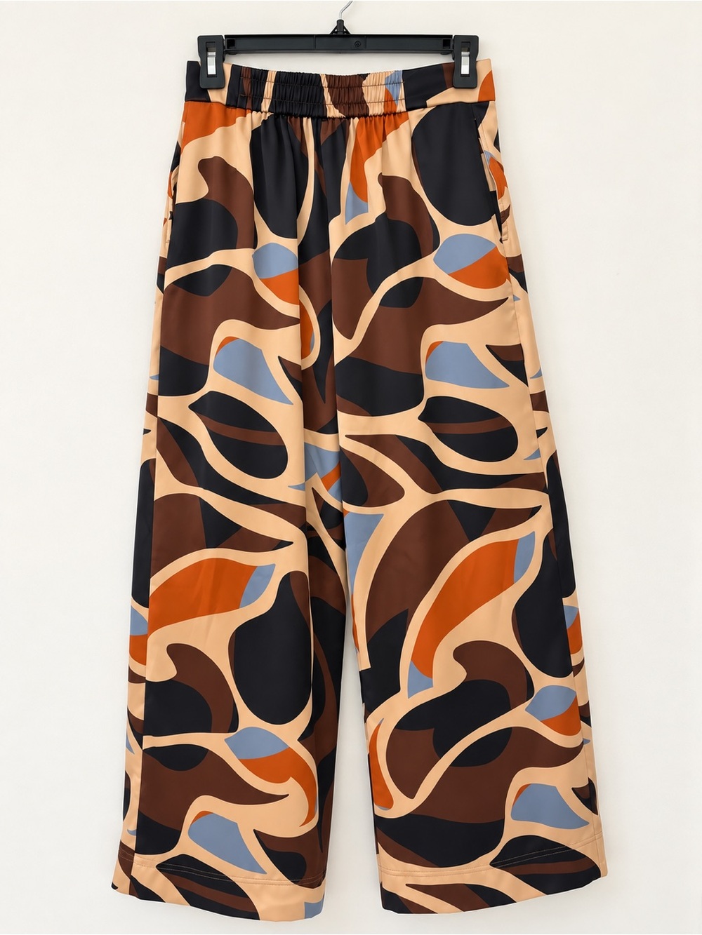 House of Harlow 1960s Satin Retro Psychedelic Wide Leg Palazzo Pants Size M - Picture 3 of 10